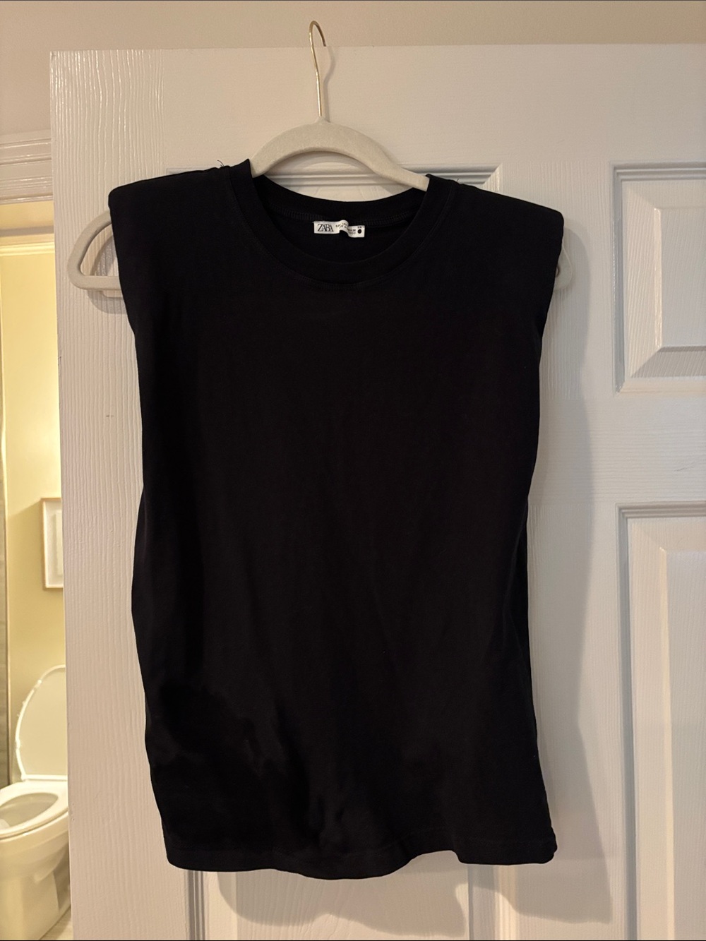 Zara Black Padded-Shoulder Tank